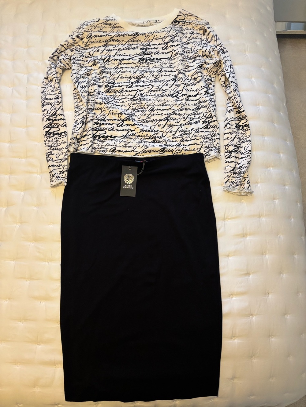 Maeve Amour Forever Top w/ Vince Camuto Black Pencil Skirt